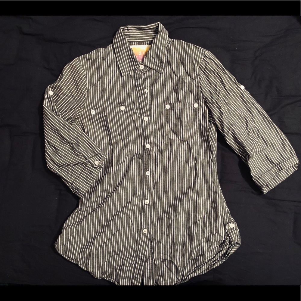 grey stripe buttonup derek heart S -FREE IN BUNDLE